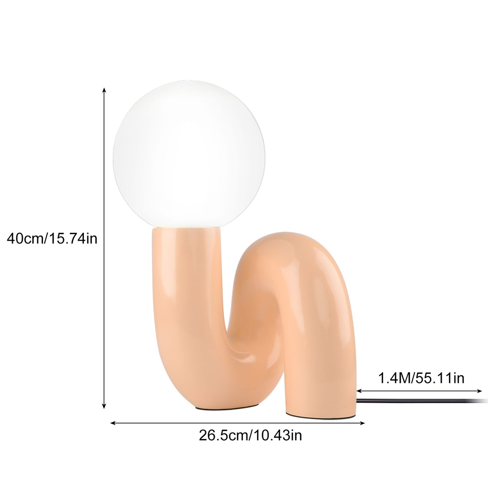 Contemporary Resin Beige Pink Table Lamp for Bedroom Reading Room