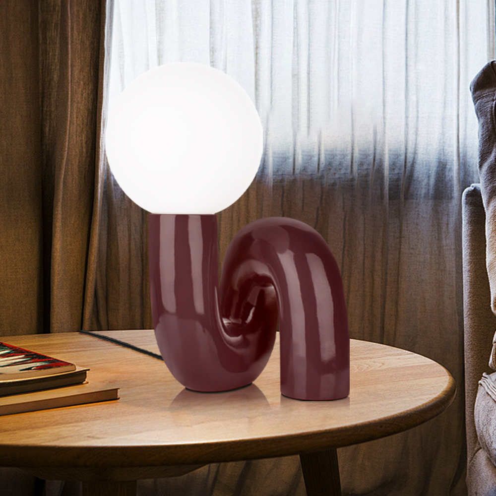 Minimalist Twisted Red Table Lamp for Living Room