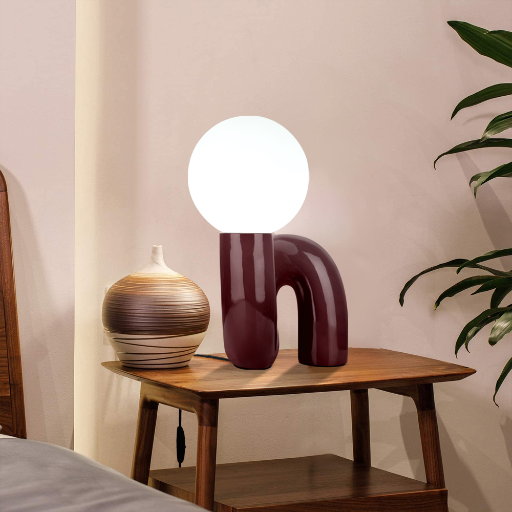 Nordic Red Bedside Lamp Light Luxury Glass Table Lamp