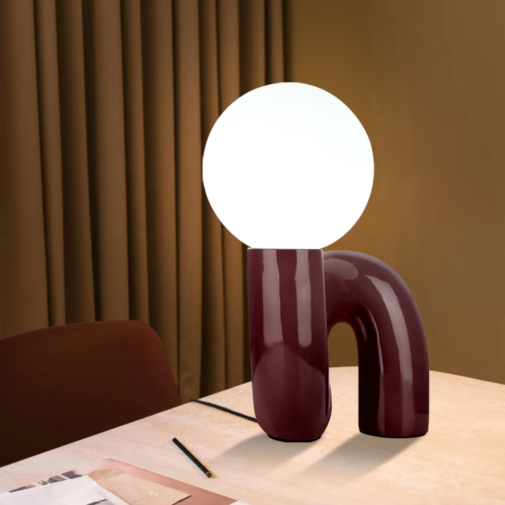 Minimalist Twisted Red Table Lamp for Living Room