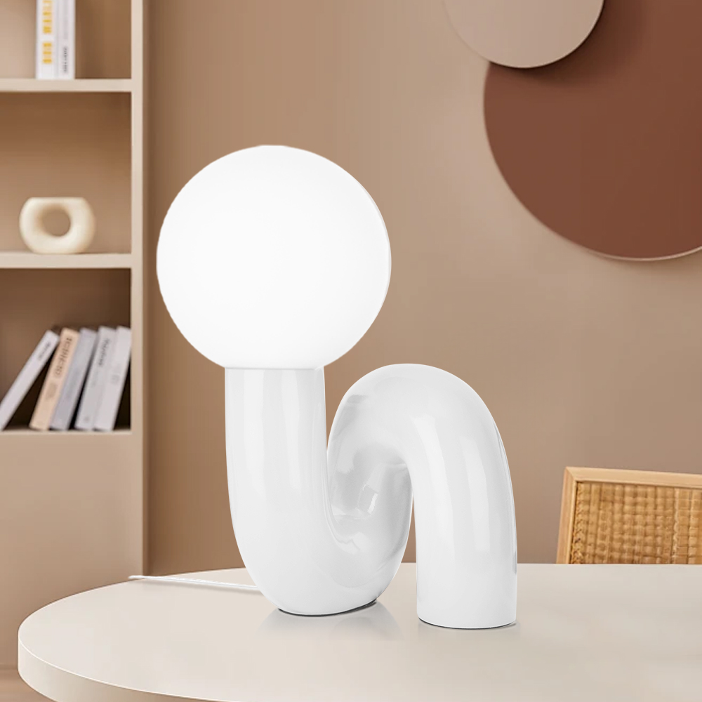 Modern Design White Table Lamp with Resin Base