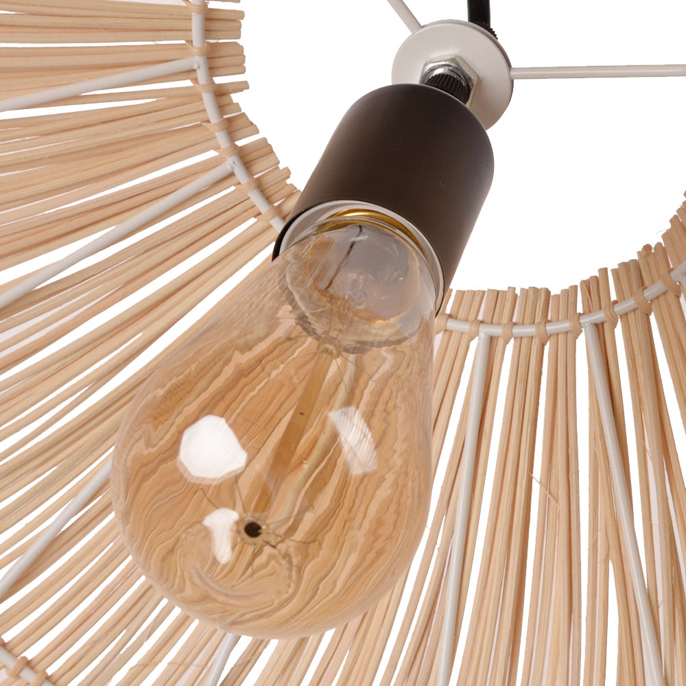 Hand-Woven Pendant Light Fixture Farmhouse Basket Hanging Lamp Chandelier for Kitchen