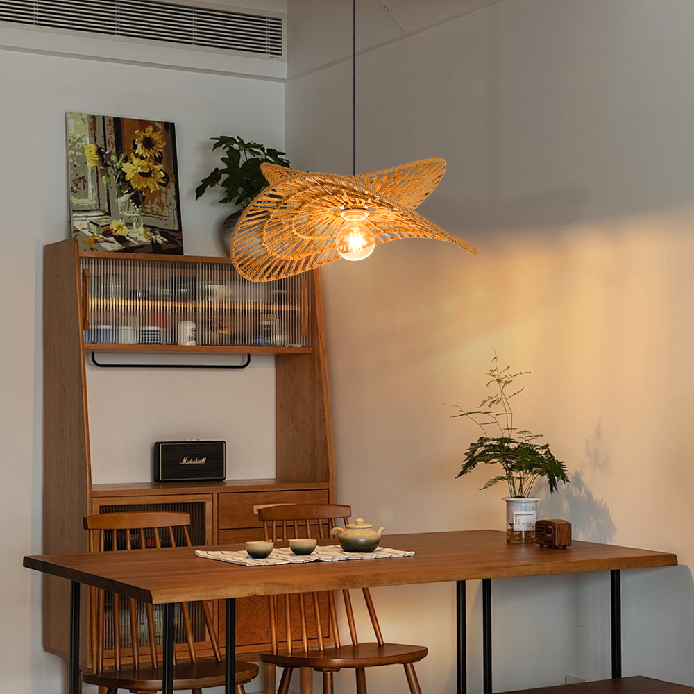 Rope-woven Retro Restaurant Pendant Lamp Handmade Rope pendant light for Bedroom