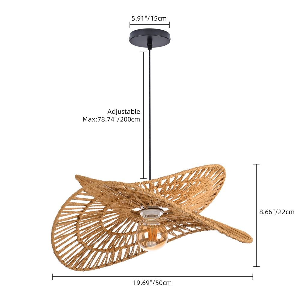 Rope-woven Retro Restaurant Pendant Lamp Handmade Rope pendant light for Bedroom