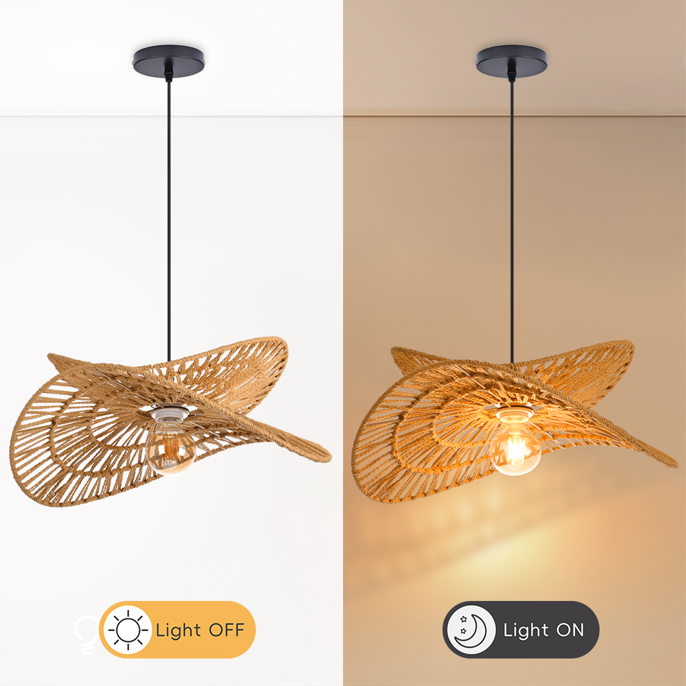 Rope-woven Retro Restaurant Pendant Lamp Handmade Rope pendant light for Bedroom