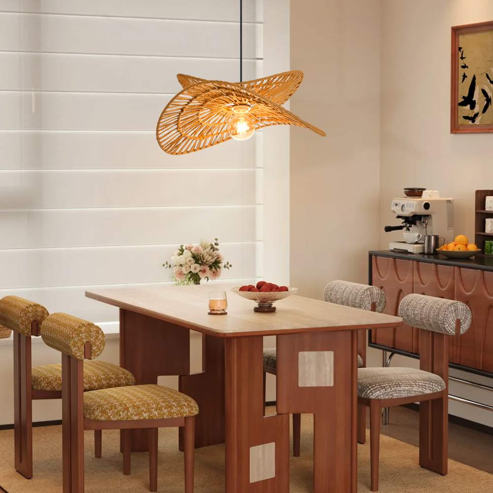 Rope-woven Retro Restaurant Pendant Lamp Handmade Rope pendant light for Bedroom