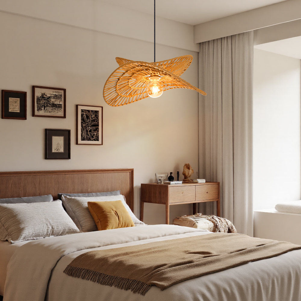 Rope-woven Retro Restaurant Pendant Lamp Handmade Rope pendant light for Bedroom