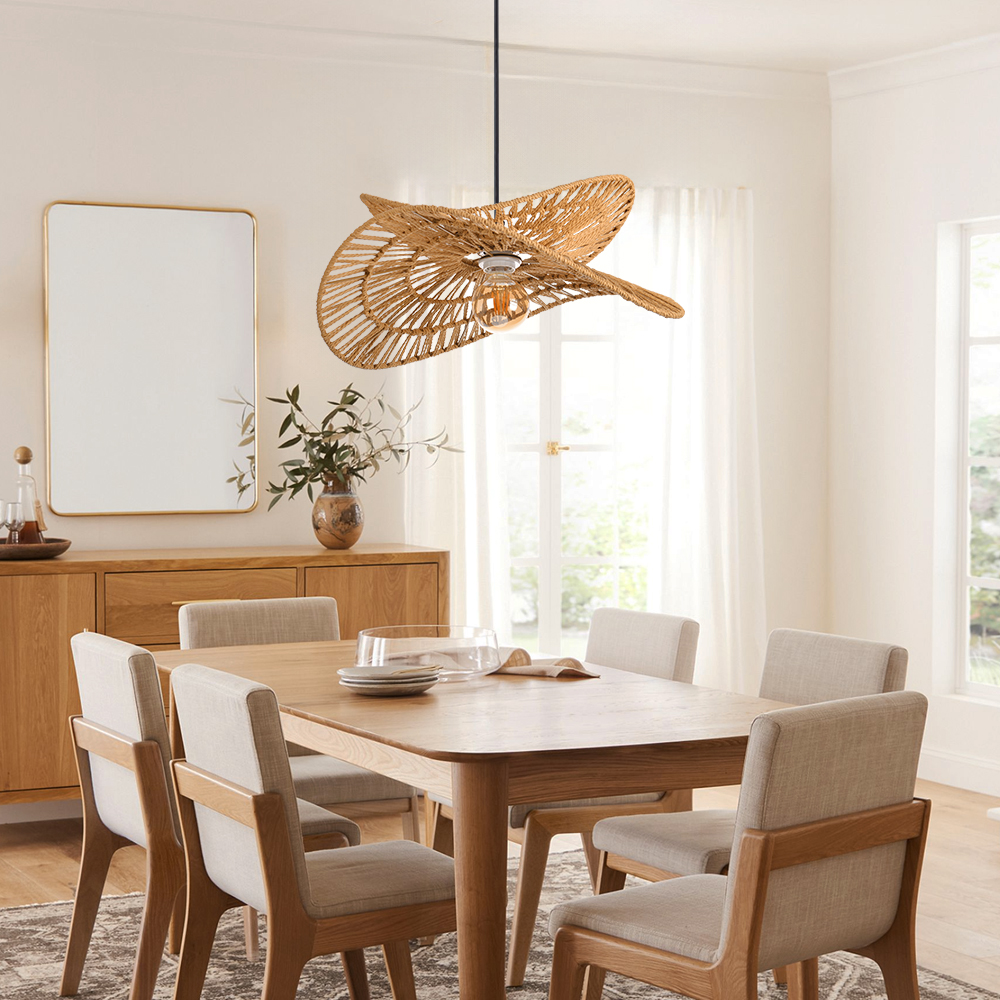 Rope-woven Retro Restaurant Pendant Lamp Handmade Rope pendant light for Bedroom
