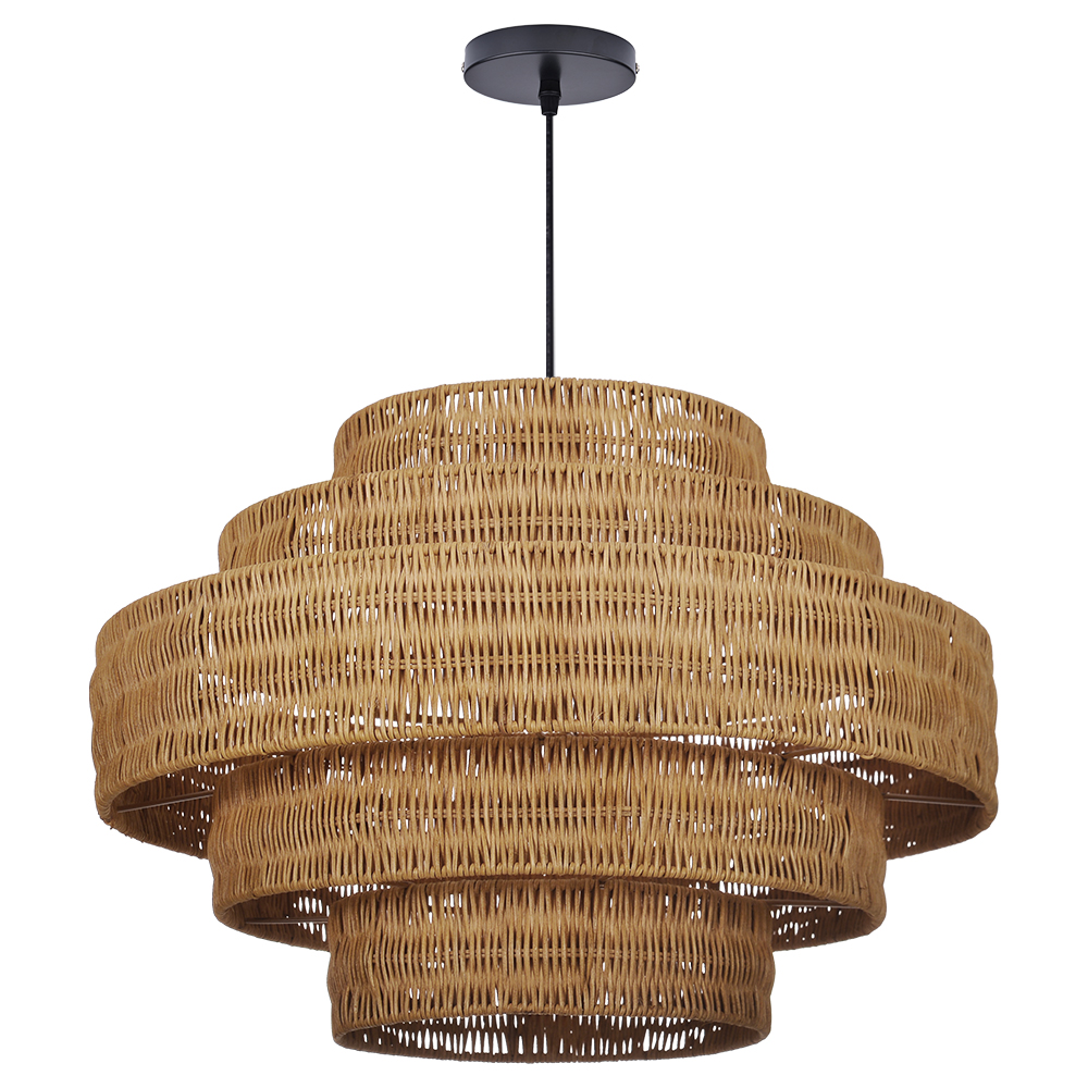 Retro Wabi-sabi style Dining Table Rattan Pendant Light B&B Decoration Handwoven Lampshade