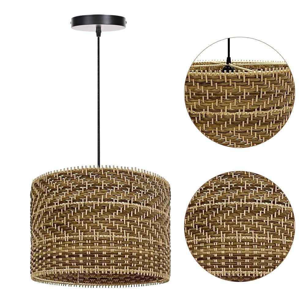 Montecito Drum Shape Rattan Pendant Light for Kitchen Islands
