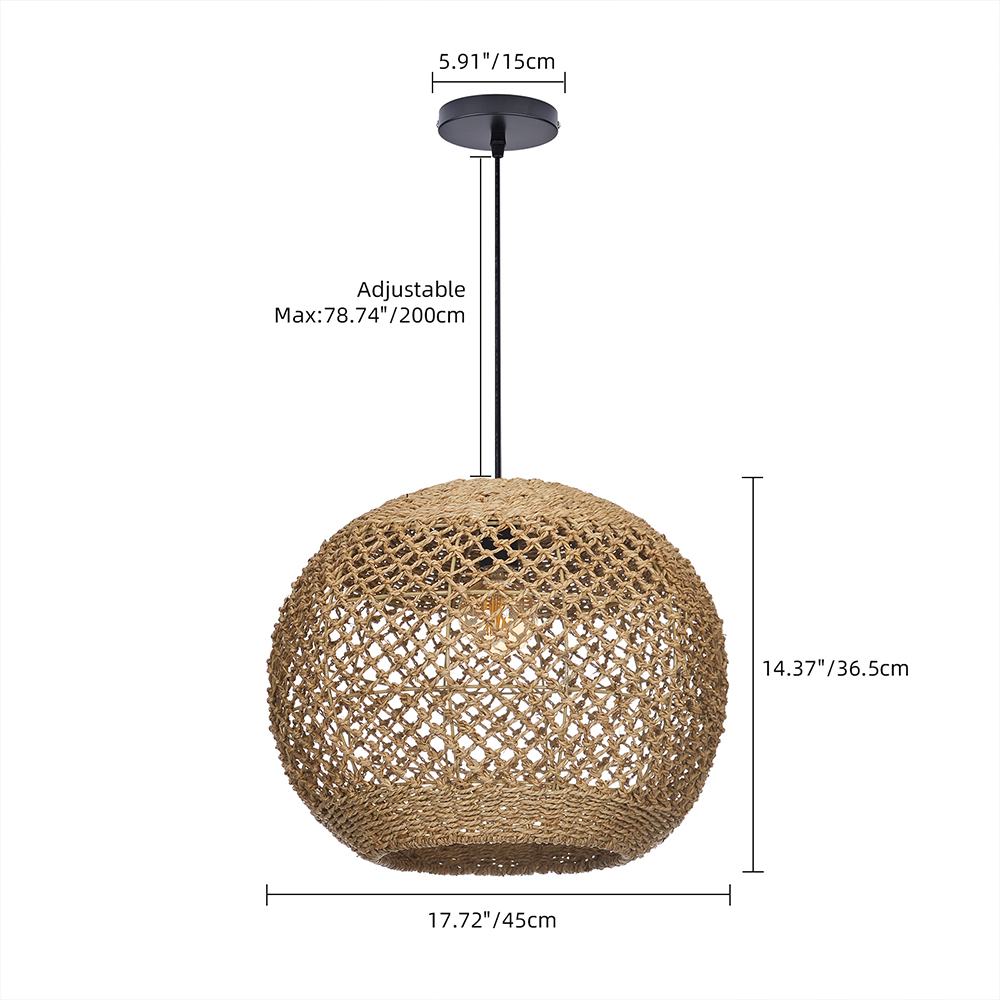 Natural Retro Seagrass Finish Chandelier Wicker Pendant Lighting for Dining Table