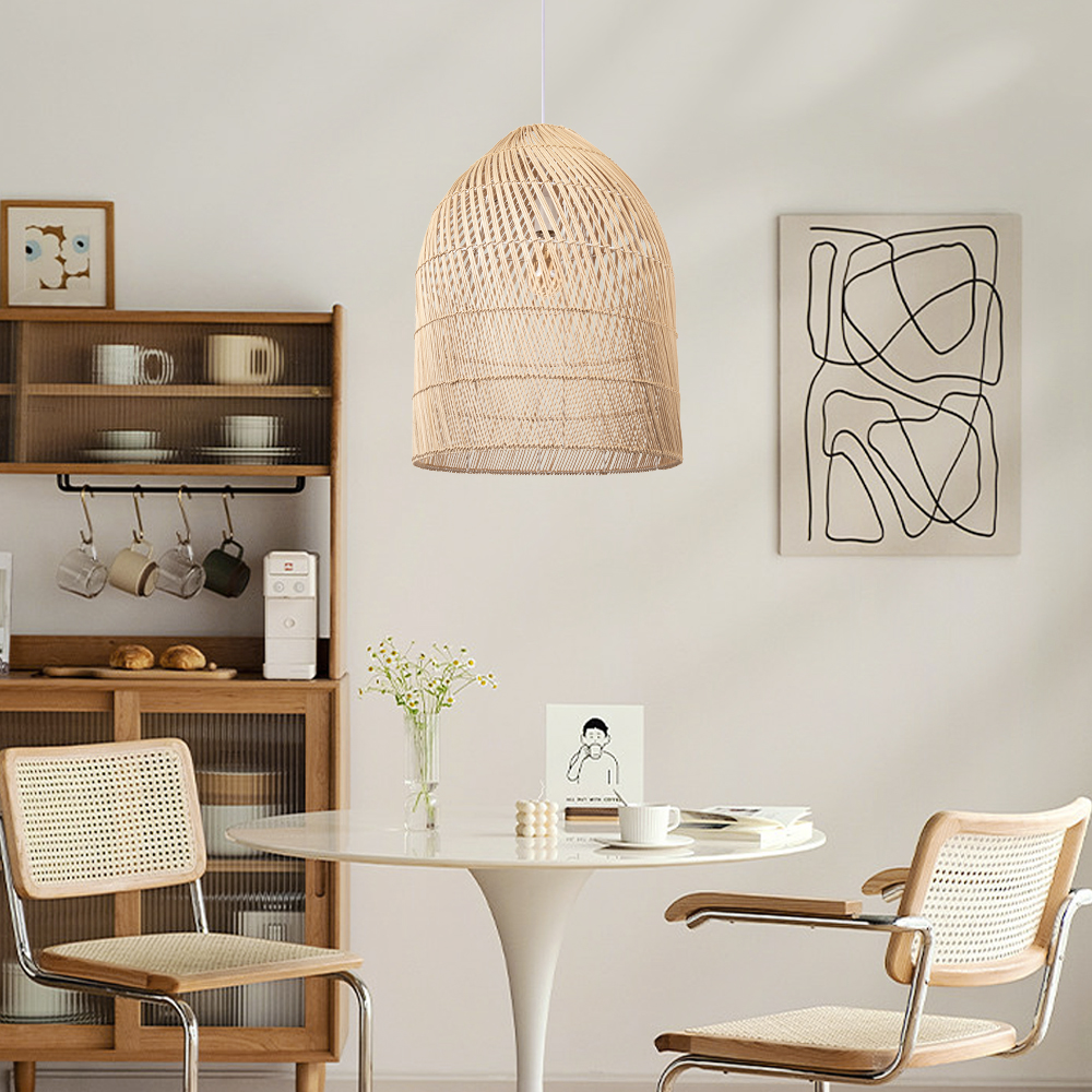 Unique Textured Ceiling Light Dining Room Decor Weave Black Rattan Lamp