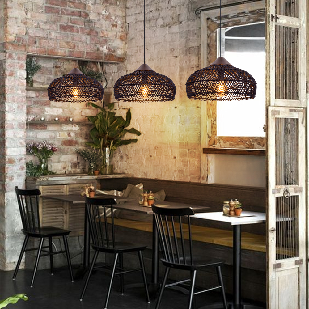 Pastoral Decor Rattan Pendant Light Creative Fixtures for Dining Areas, Living Rooms