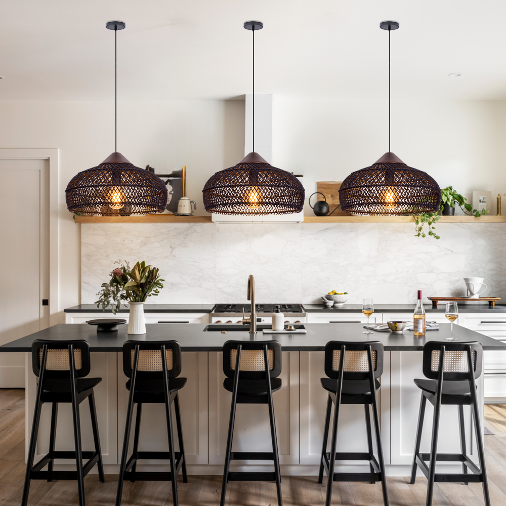 Pastoral Decor Rattan Pendant Light Creative Fixtures for Dining Areas, Living Rooms