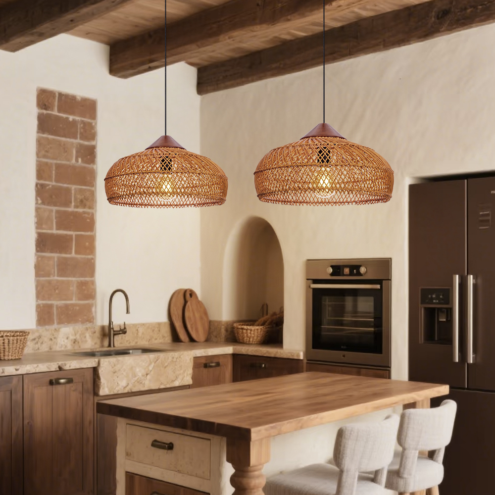 Pastoral Decor Rattan Pendant Light Creative Fixtures for Dining Areas, Living Rooms