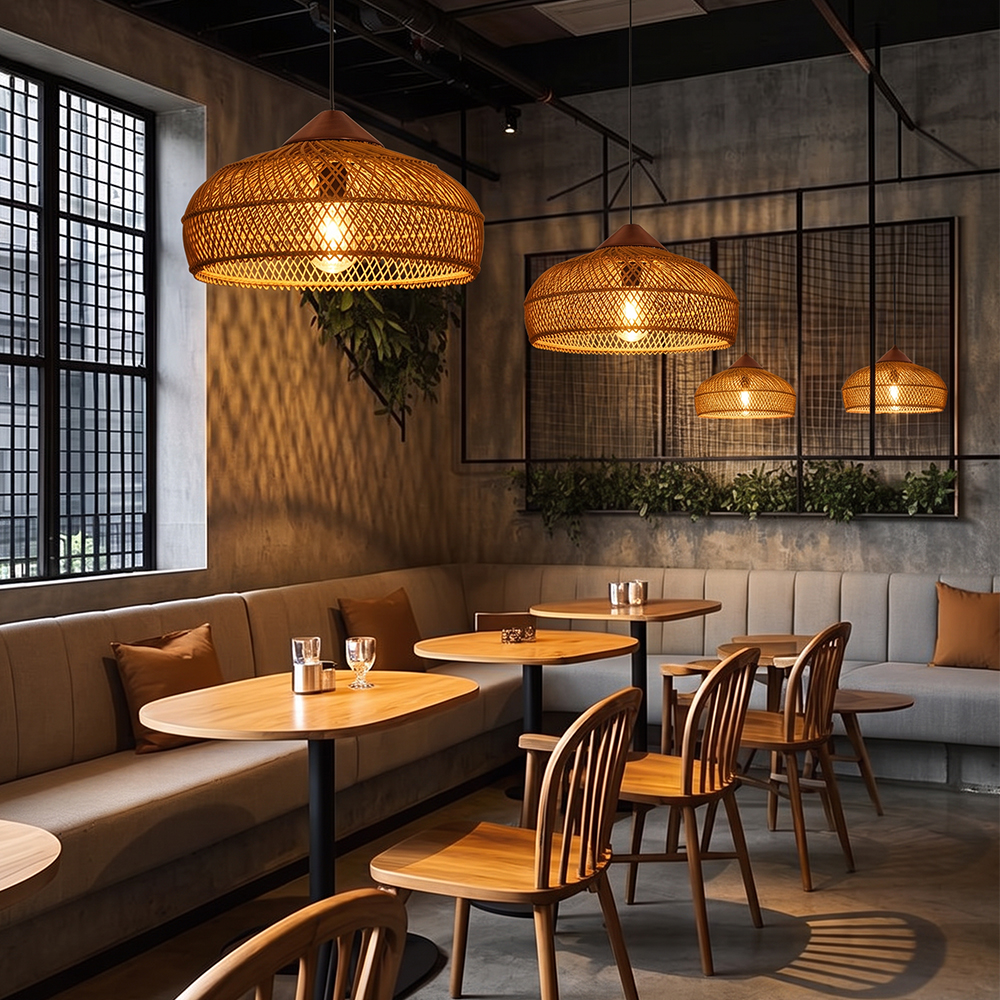Pastoral Decor Rattan Pendant Light Creative Fixtures for Dining Areas, Living Rooms