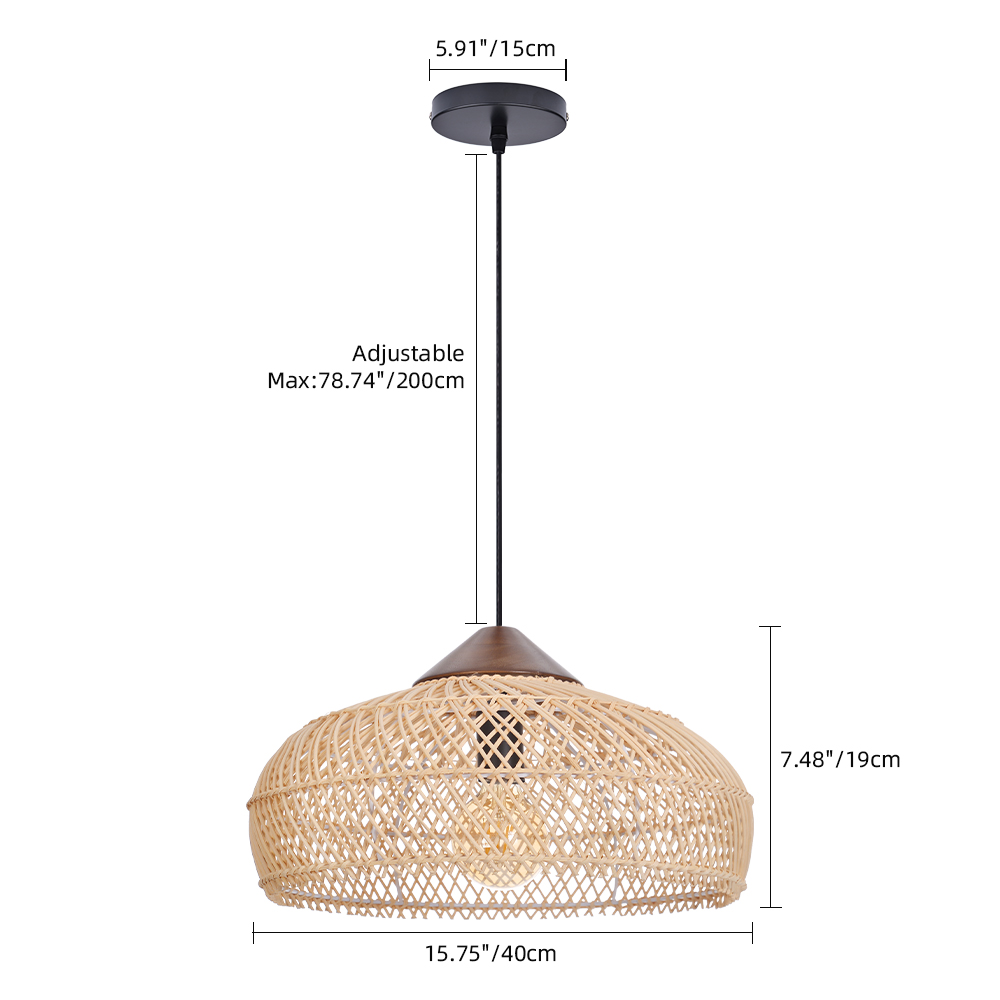 Pastoral Decor Rattan Pendant Light Creative Fixtures for Dining Areas, Living Rooms