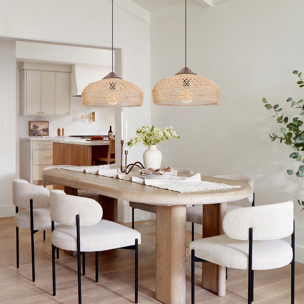 Pastoral Decor Rattan Pendant Light Creative Fixtures for Dining Areas, Living Rooms