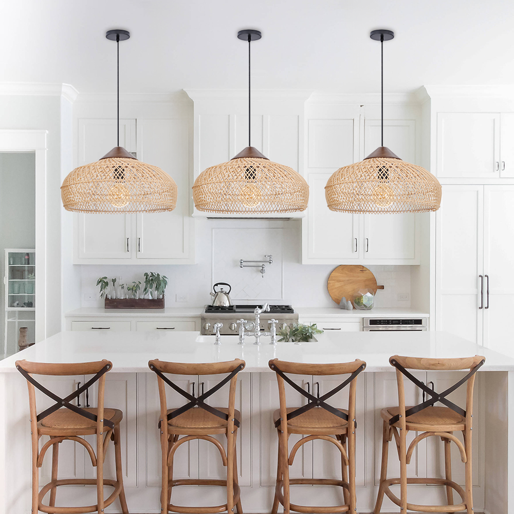 Pastoral Decor Rattan Pendant Light Creative Fixtures for Dining Areas, Living Rooms