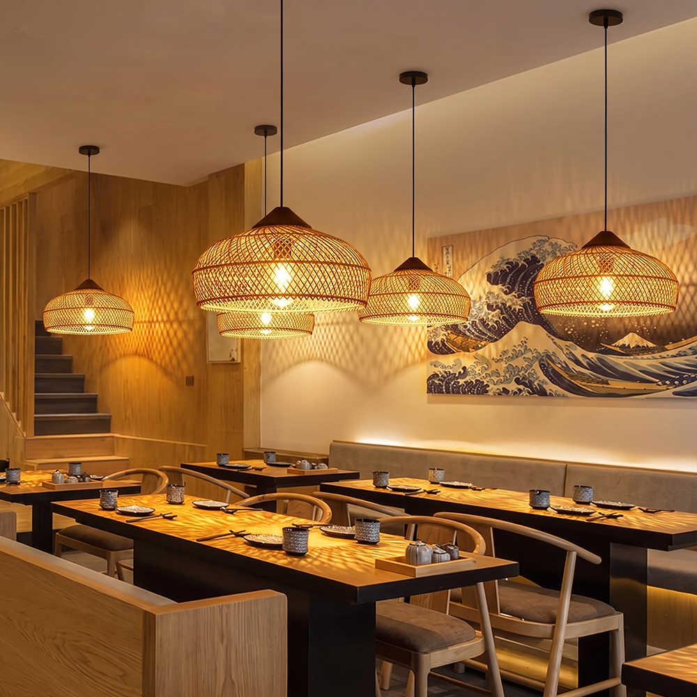 Pastoral Decor Rattan Pendant Light Creative Fixtures for Dining Areas, Living Rooms