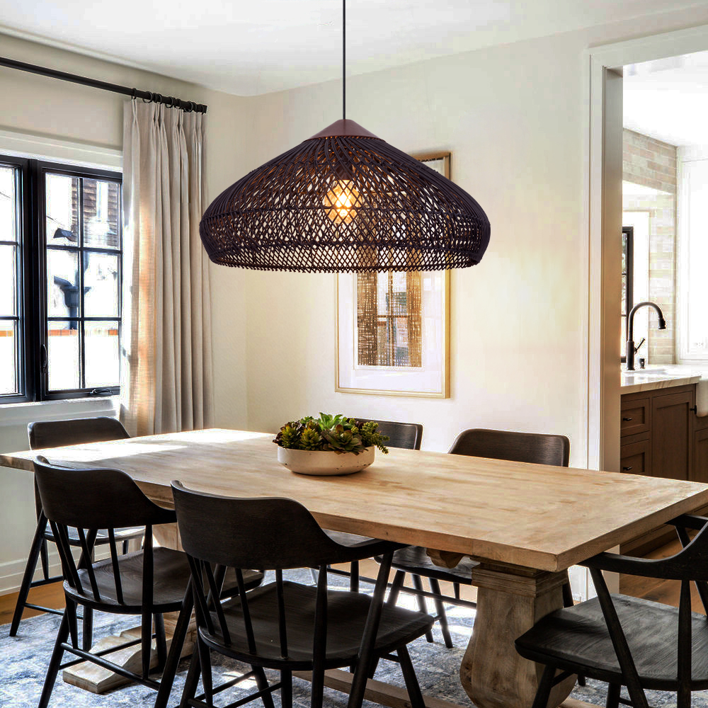 Pastoral Decor Rattan Pendant Light Creative Fixtures for Dining Areas, Living Rooms