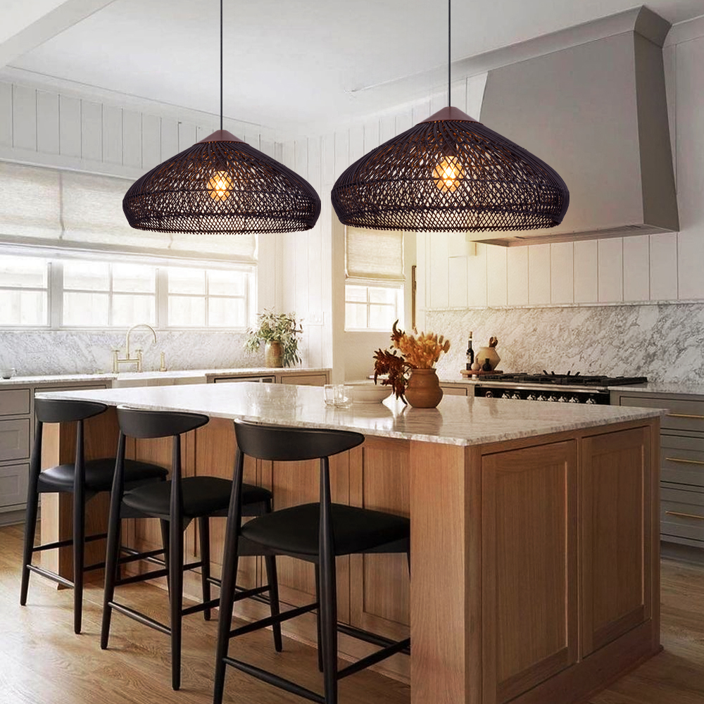 Pastoral Decor Rattan Pendant Light Creative Fixtures for Dining Areas, Living Rooms