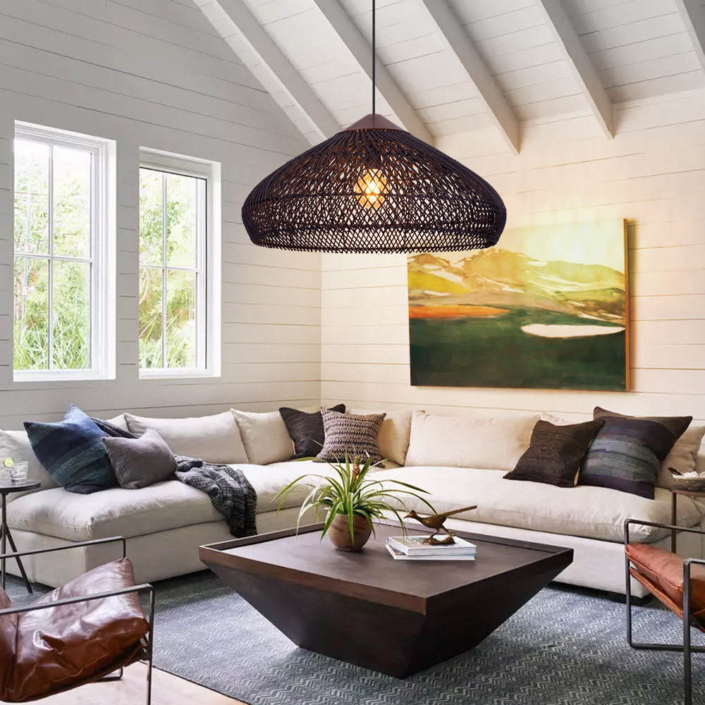 Pastoral Decor Rattan Pendant Light Creative Fixtures for Dining Areas, Living Rooms