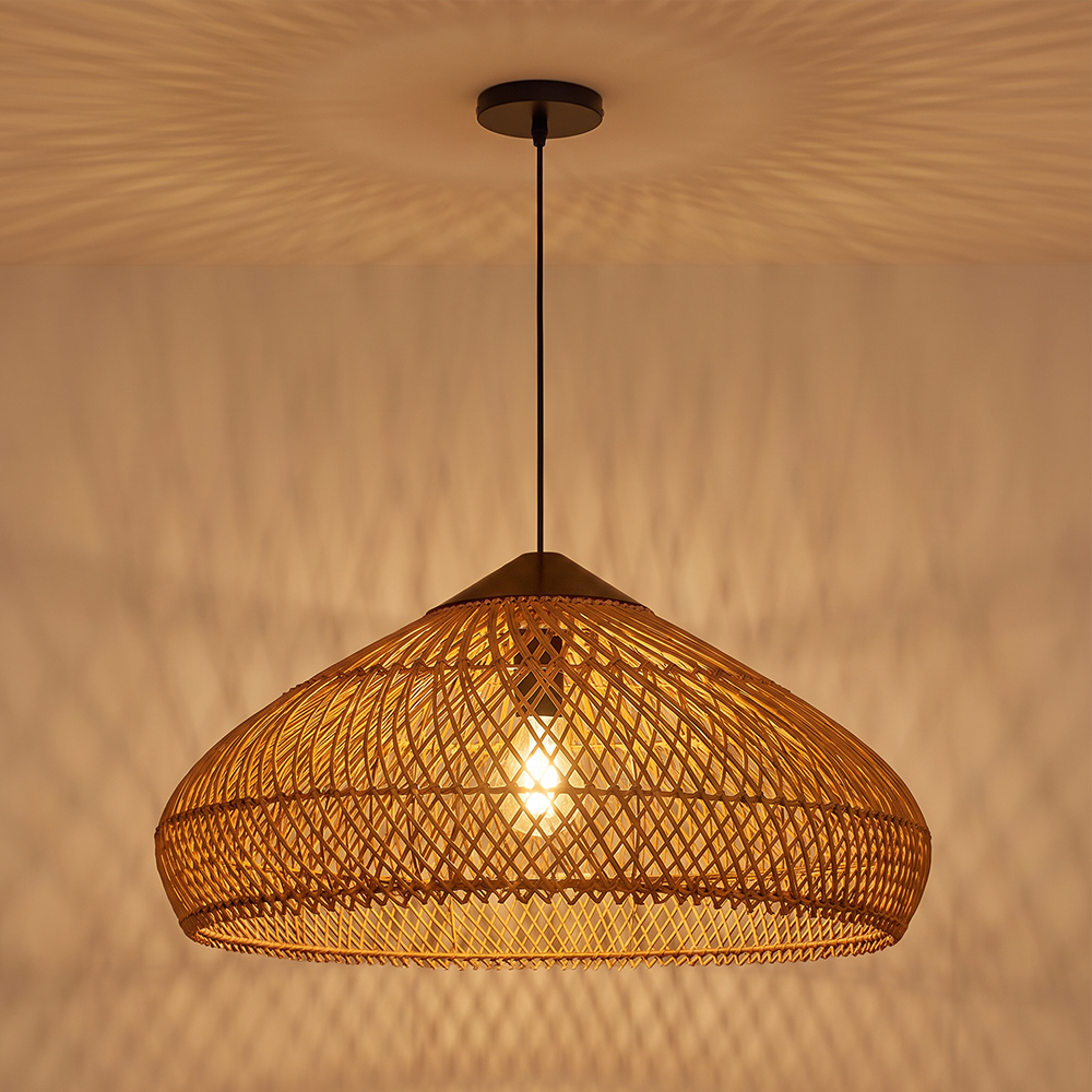 Pastoral Decor Rattan Pendant Light Creative Fixtures for Dining Areas, Living Rooms