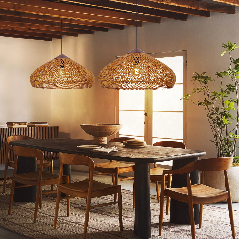 Pastoral Decor Rattan Pendant Light Creative Fixtures for Dining Areas, Living Rooms