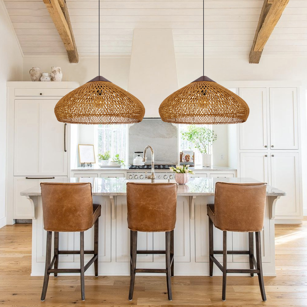 Pastoral Decor Rattan Pendant Light Creative Fixtures for Dining Areas, Living Rooms