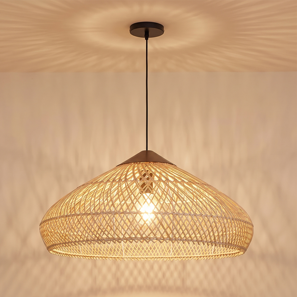 Pastoral Decor Rattan Pendant Light Creative Fixtures for Dining Areas, Living Rooms
