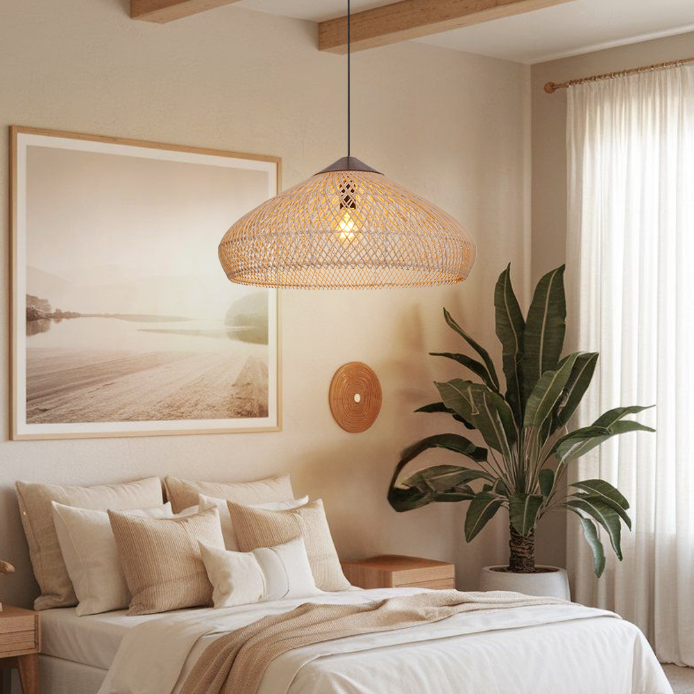 Pastoral Decor Rattan Pendant Light Creative Fixtures for Dining Areas, Living Rooms