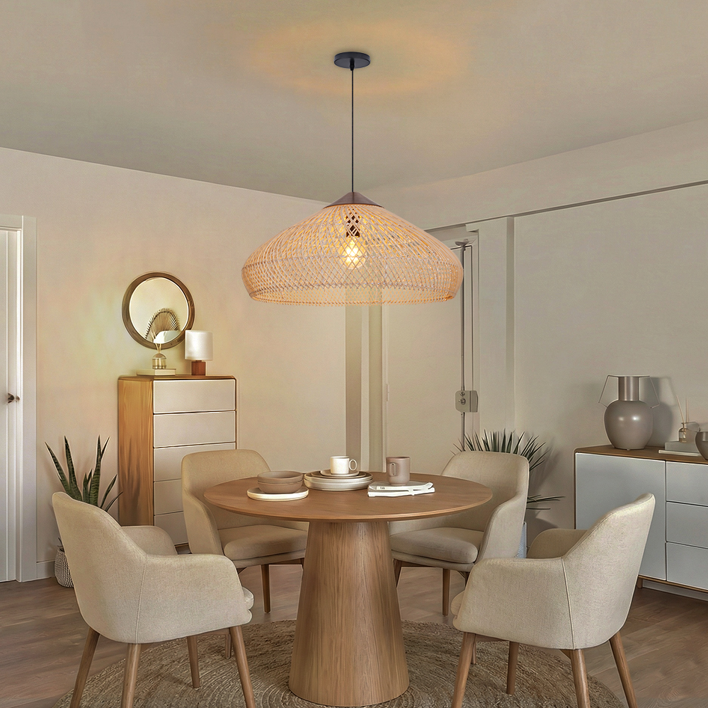Pastoral Decor Rattan Pendant Light Creative Fixtures for Dining Areas, Living Rooms