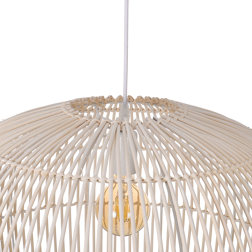 Modern Handwoven Bell-Shaped Rattan Pendant Light Suitable for Indoor Areas