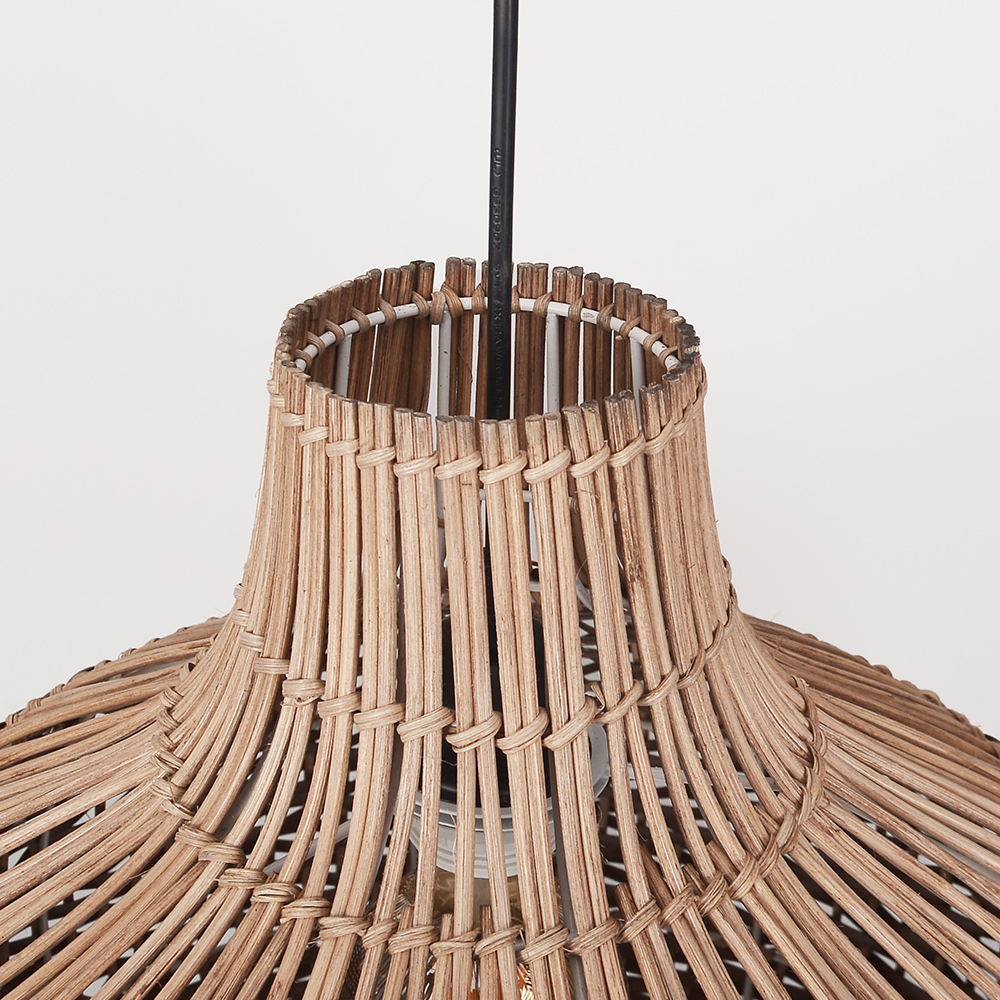 Modern Farmhouse Handwoven Brown-coffee Rattan Pendant Light for Dining Room Kitchen