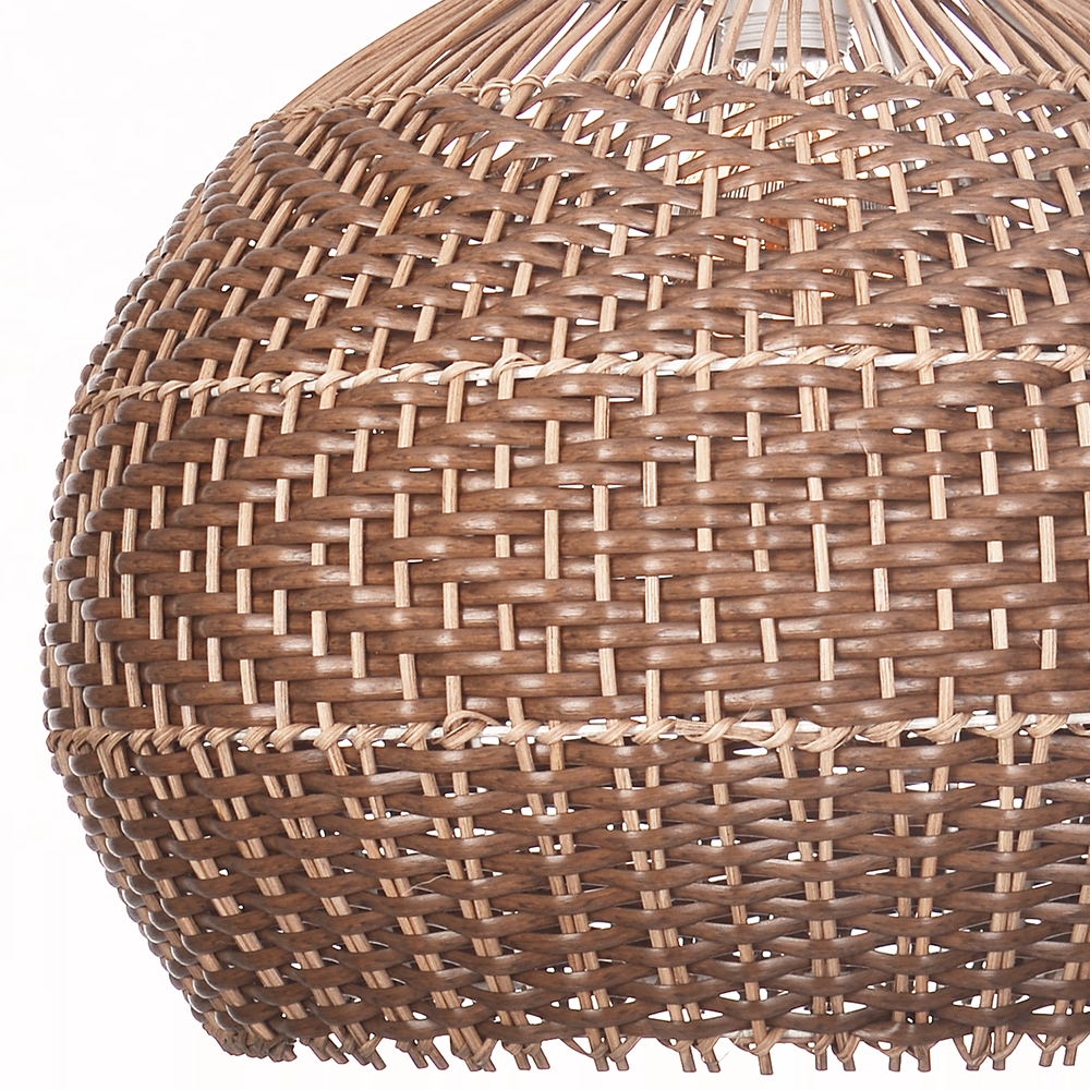 Modern Farmhouse Handwoven Brown-coffee Rattan Pendant Light for Dining Room Kitchen