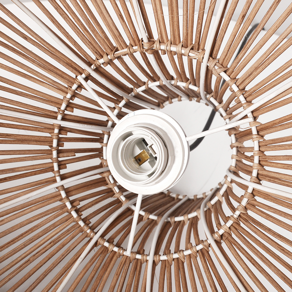 Modern Farmhouse Handwoven Brown-coffee Rattan Pendant Light for Dining Room Kitchen