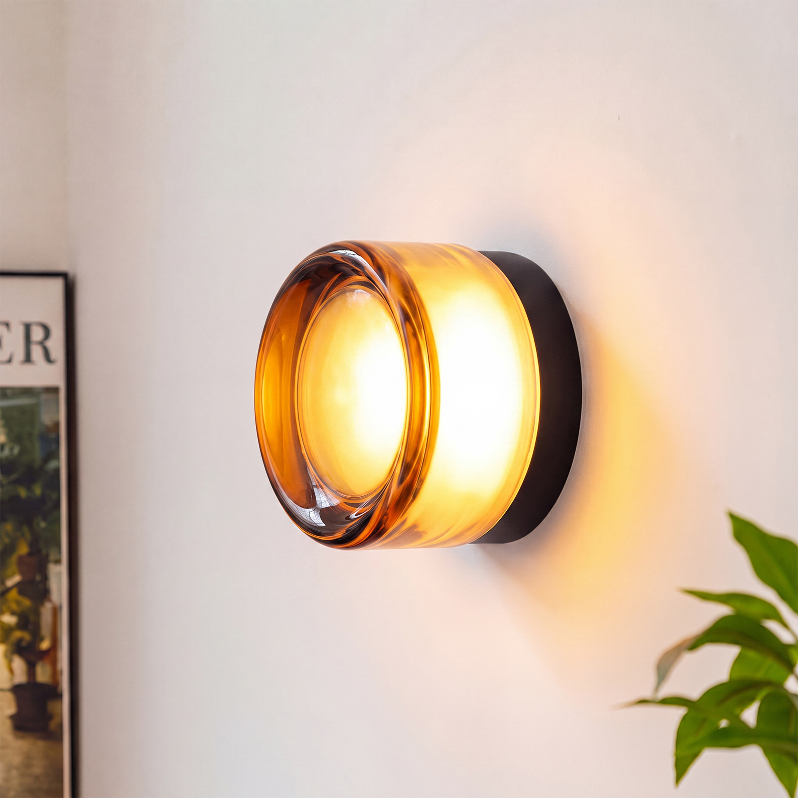 Round Glass Wall Lamp French-style Hallway Ceiling Light