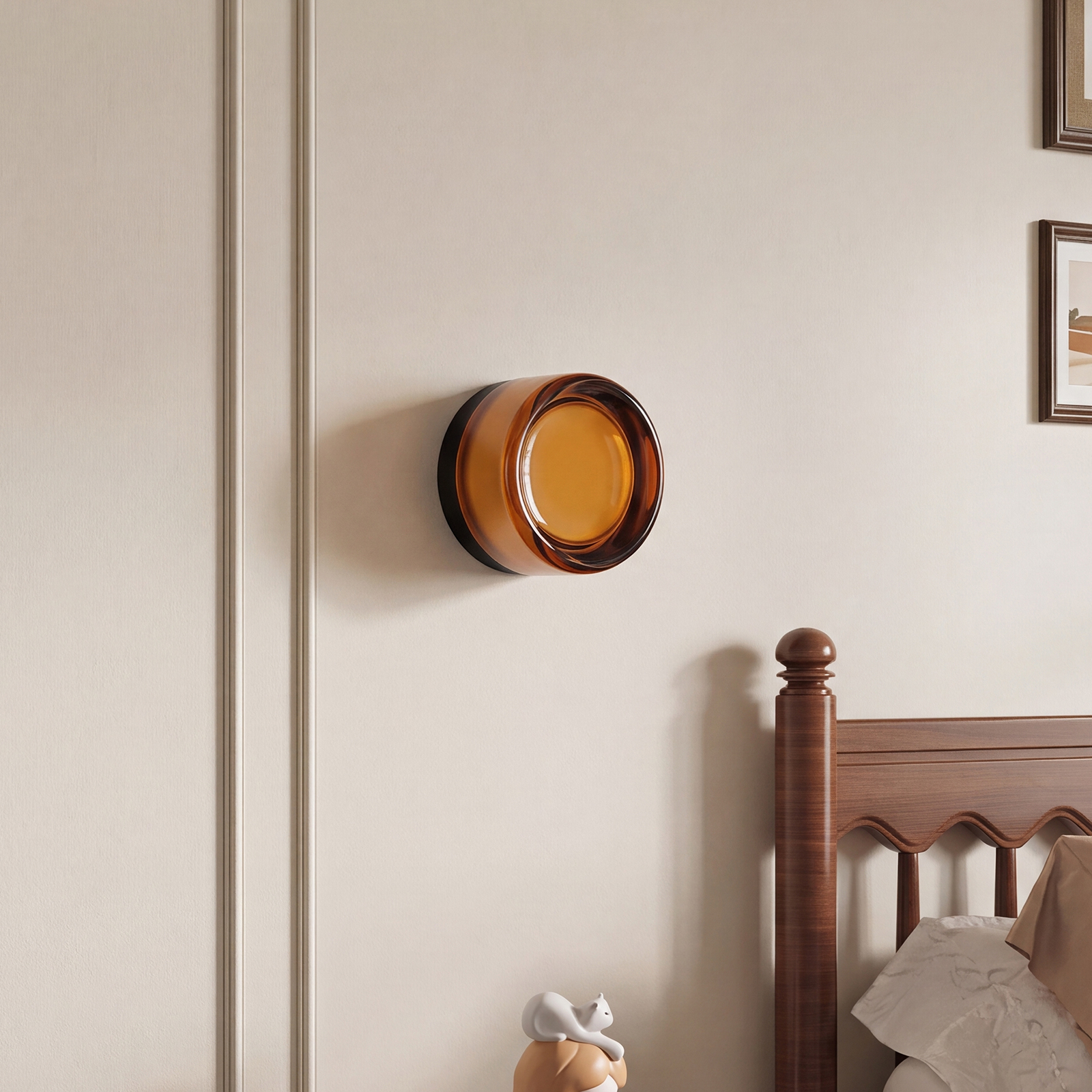 Round Glass Wall Lamp French-style Hallway Ceiling Light