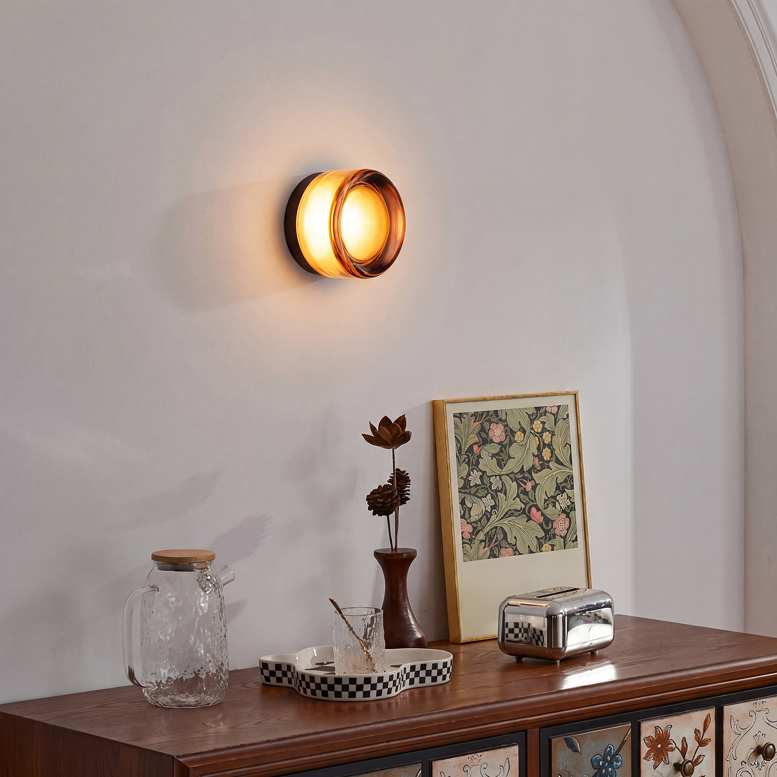 Round Glass Wall Lamp French-style Hallway Ceiling Light