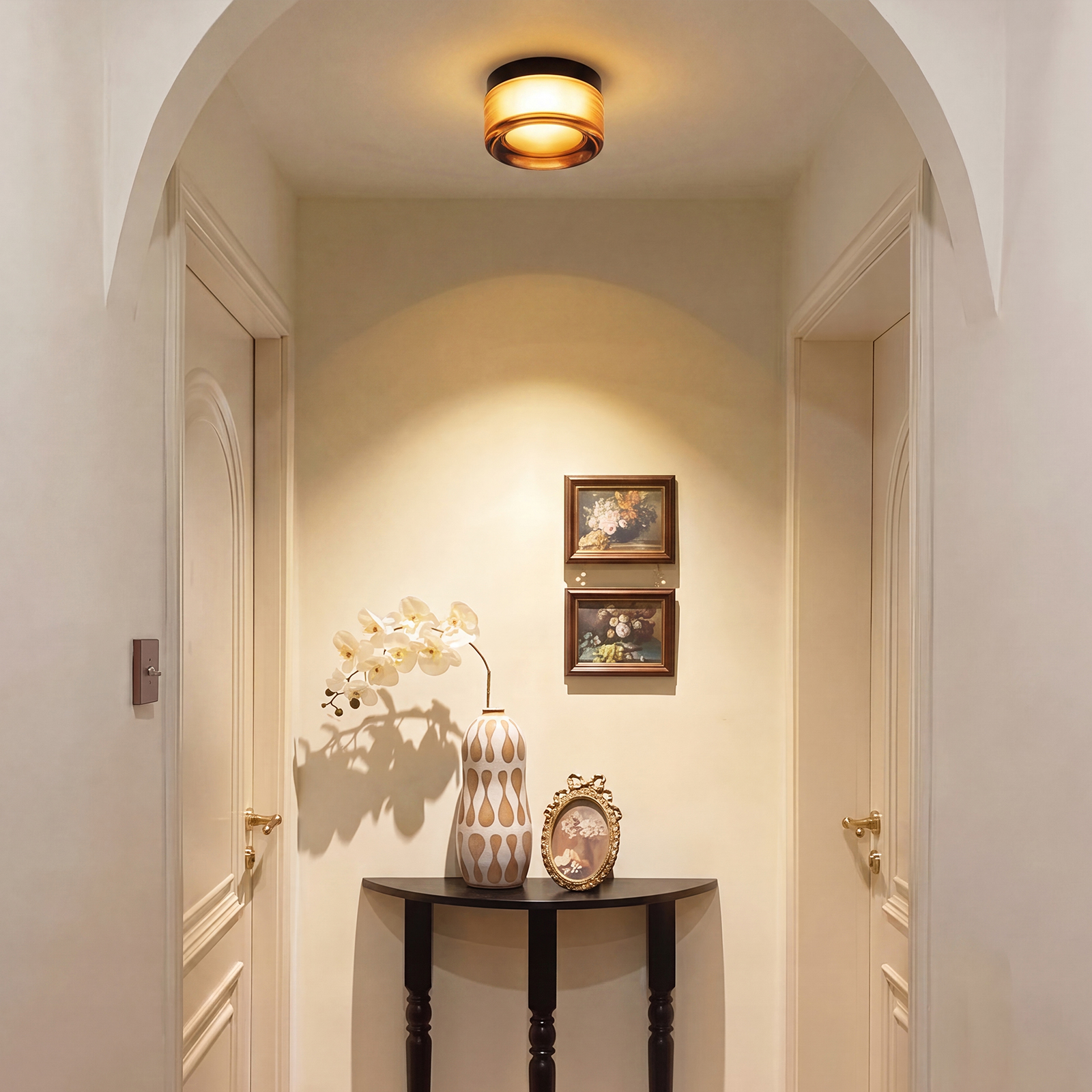 Round Glass Wall Lamp French-style Hallway Ceiling Light