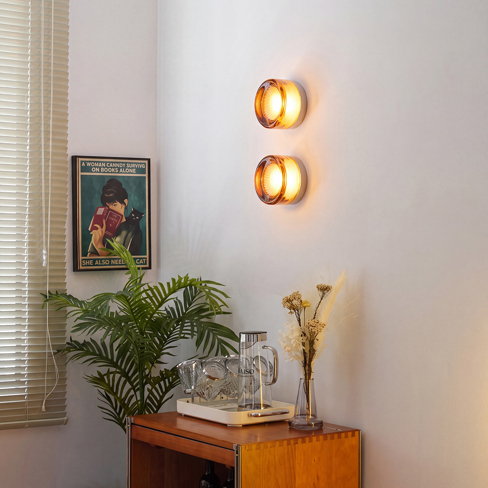 Round Glass Wall Lamp French-style Hallway Ceiling Light
