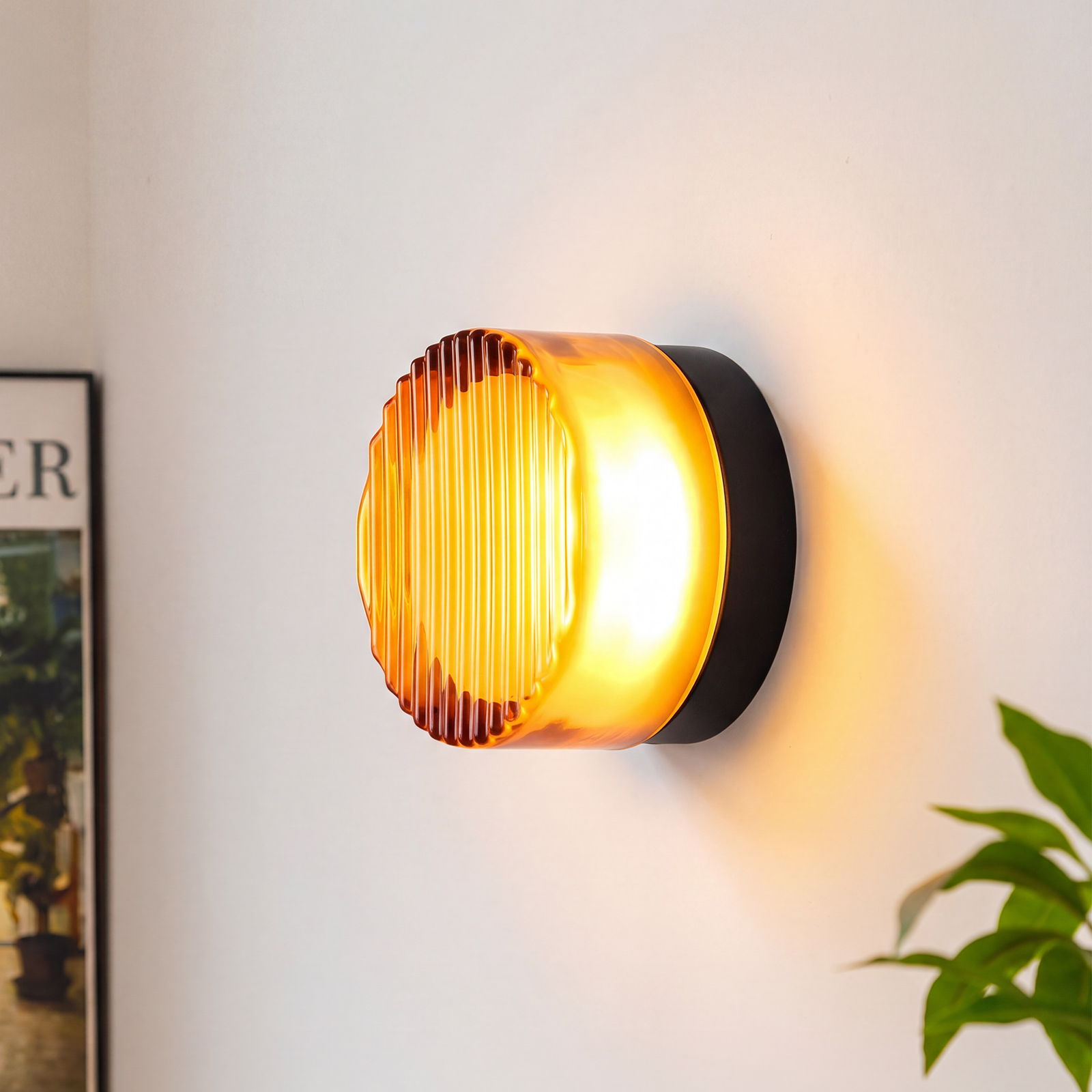 Round Glass Wall Lamp French-style Hallway Ceiling Light