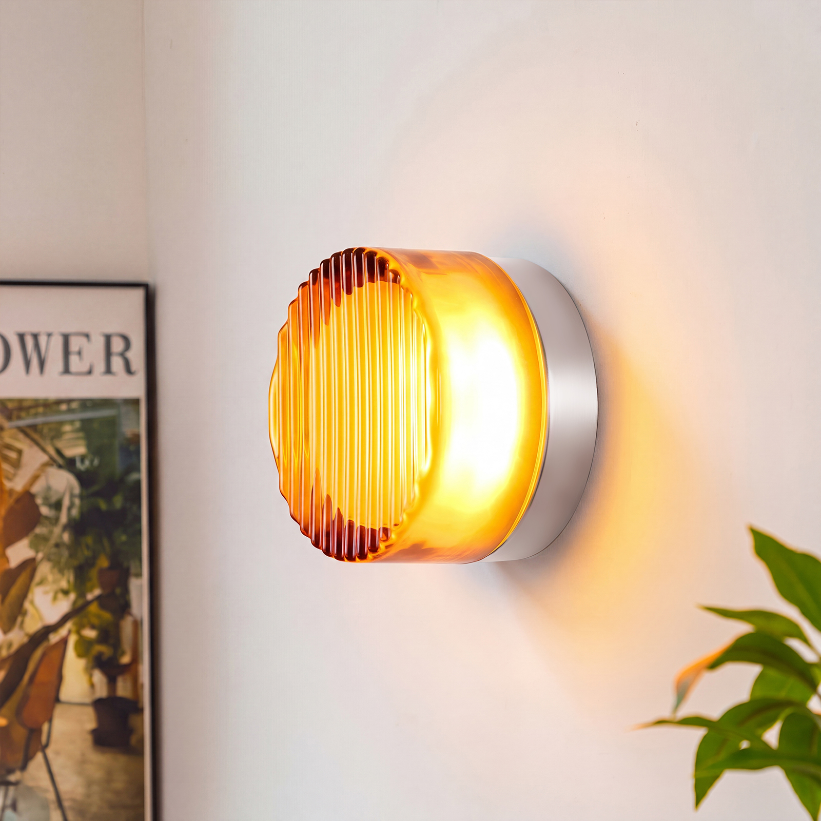 Round Glass Wall Lamp French-style Hallway Ceiling Light