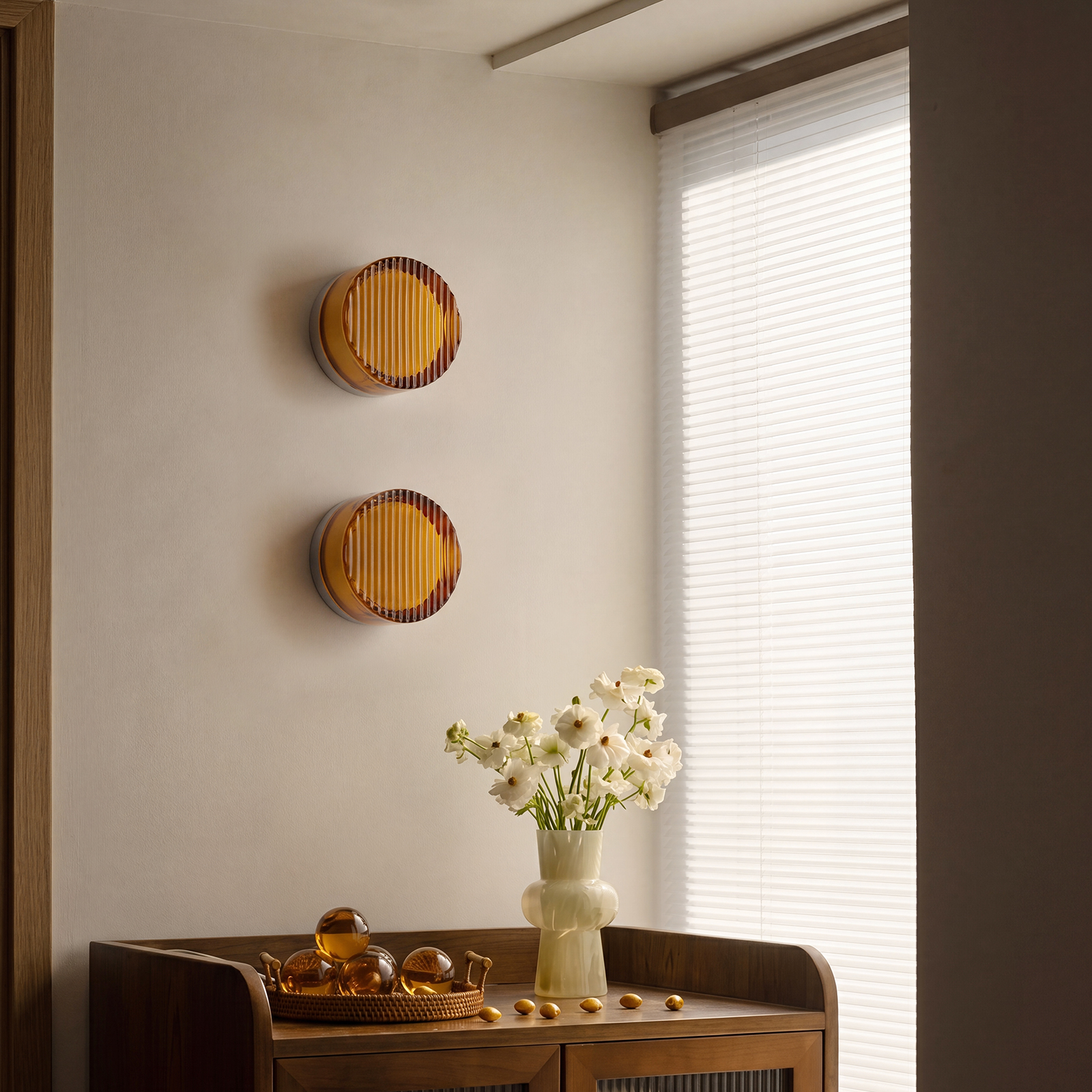 Round Glass Wall Lamp French-style Hallway Ceiling Light