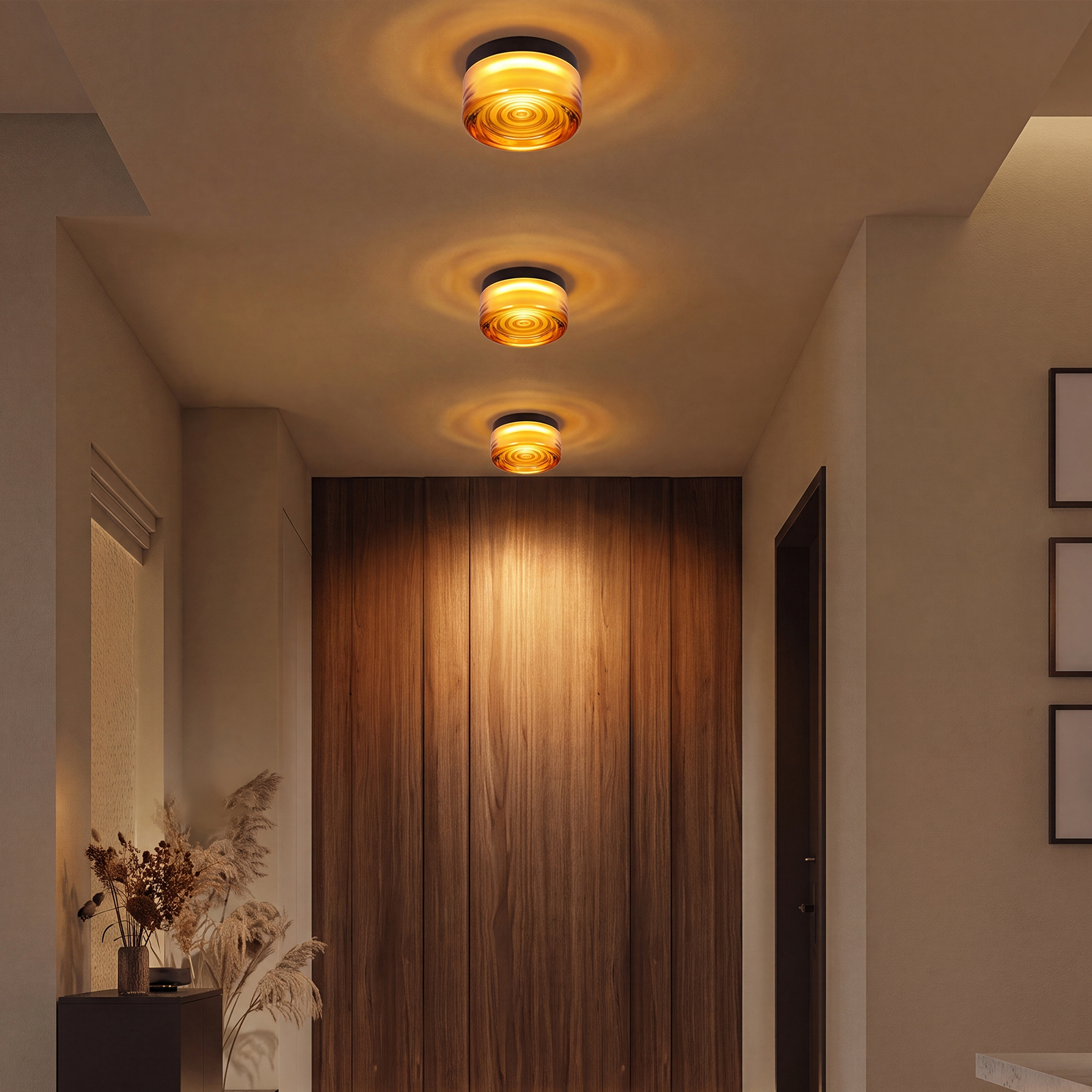 Round Glass Wall Lamp French-style Hallway Ceiling Light