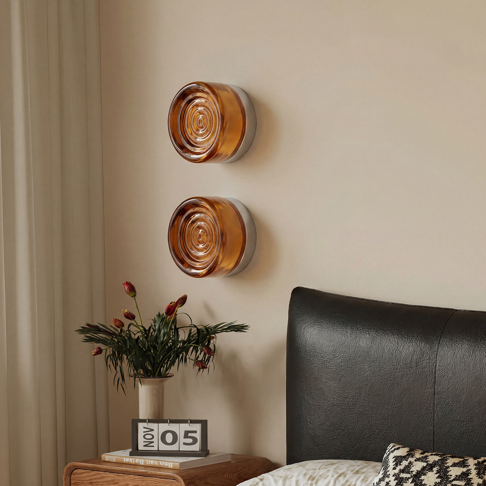 Round Glass Wall Lamp French-style Hallway Ceiling Light