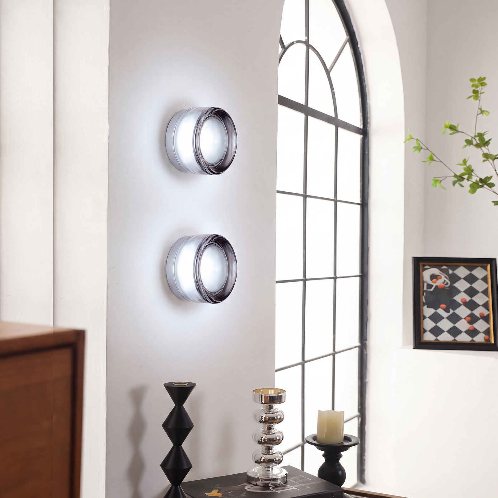 Round Glass Wall Lamp French-style Hallway Ceiling Light