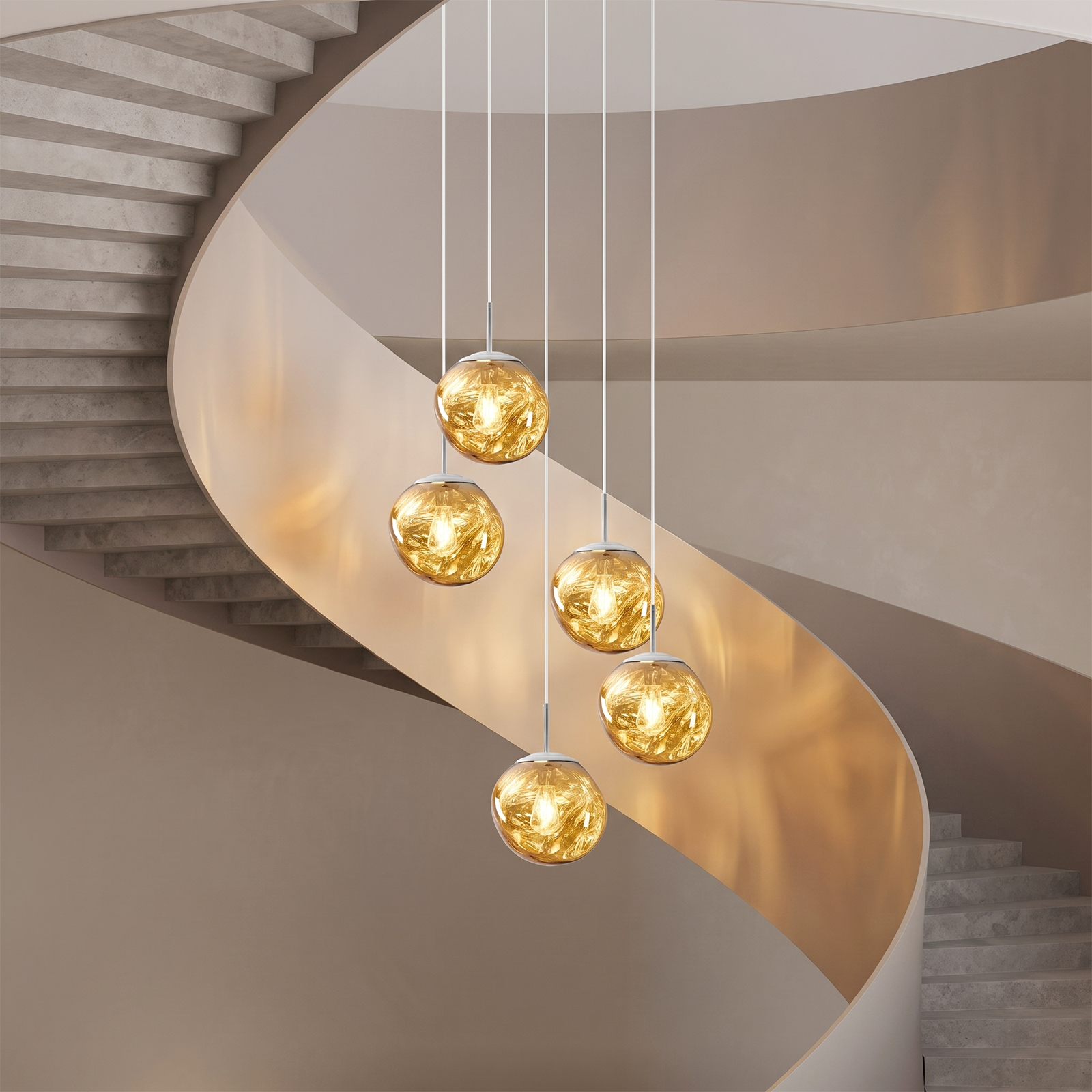 Modern Stairwell Cluster Chandeliers Minimalist Living Dining Room Round Small Pendant Light