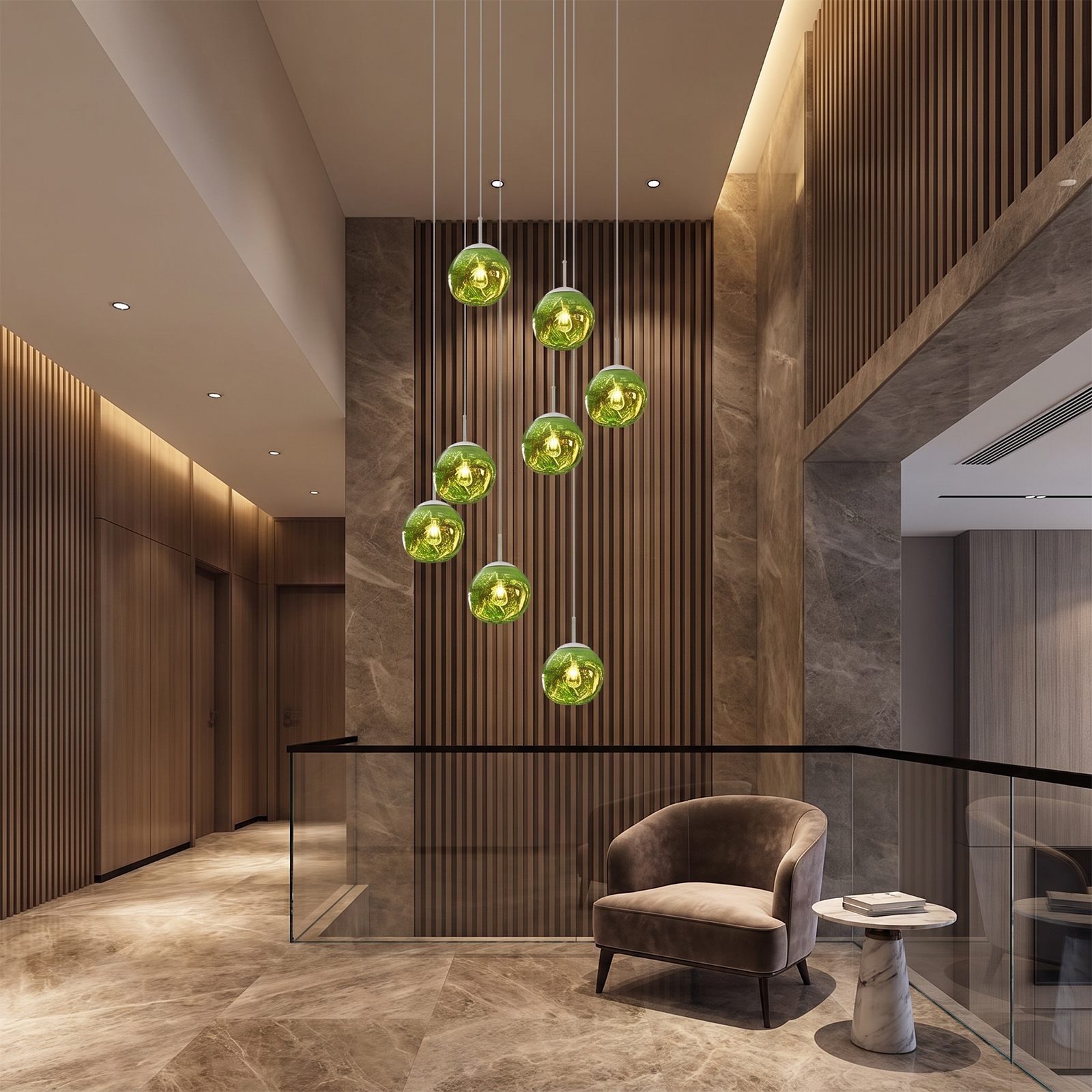 Modern Stairwell Cluster Chandeliers Minimalist Living Dining Room Round Small Pendant Light